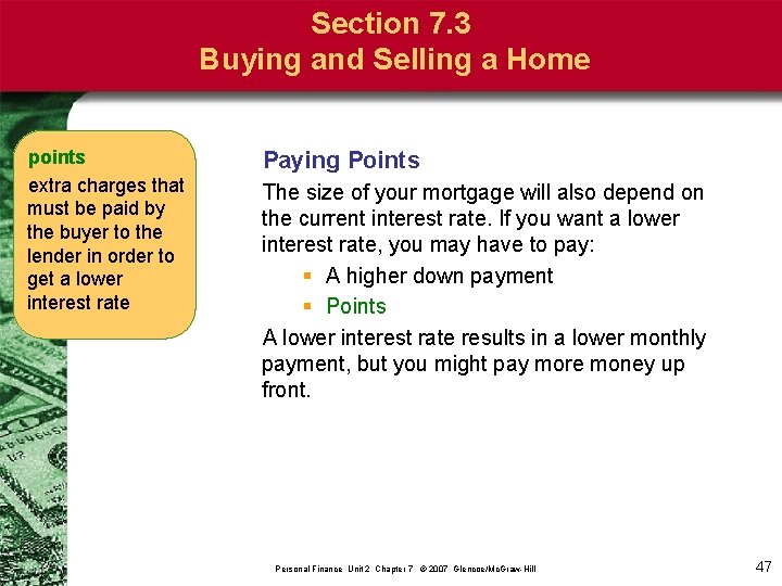 Section 7. 3 Buying and Selling a Home points extra charges that must be