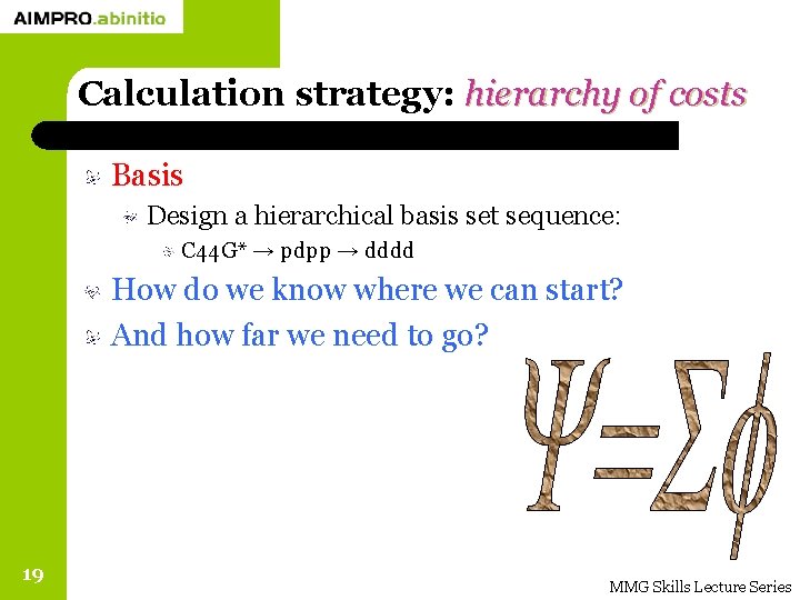 Calculation strategy: hierarchy of costs Basis Design a hierarchical basis set sequence: C 44