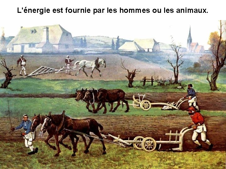 L'énergie est fournie par les hommes ou les animaux. 