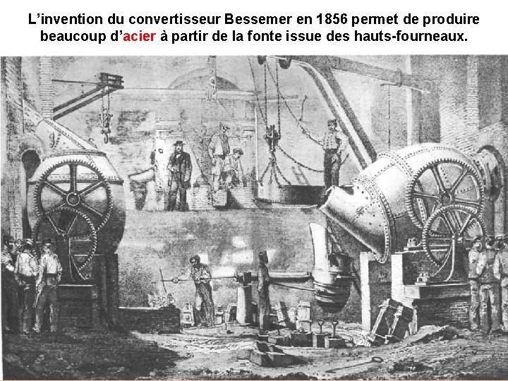 L’invention du convertisseur Bessemer en 1856 permet de produire beaucoup d’acier à partir de