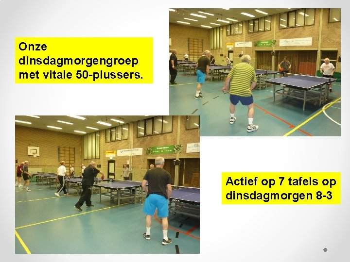 Onze dinsdagmorgengroep met vitale 50 -plussers. Actief op 7 tafels op dinsdagmorgen 8 -3