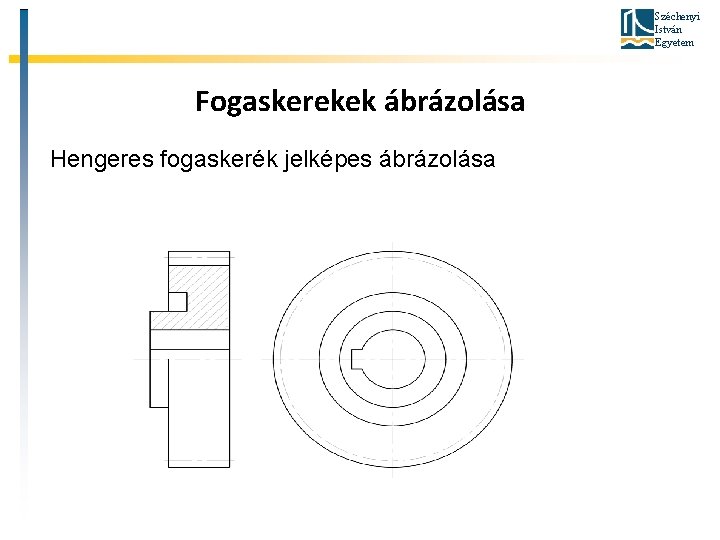 Széchenyi István Egyetem Fogaskerekek ábrázolása Hengeres fogaskerék jelképes ábrázolása 