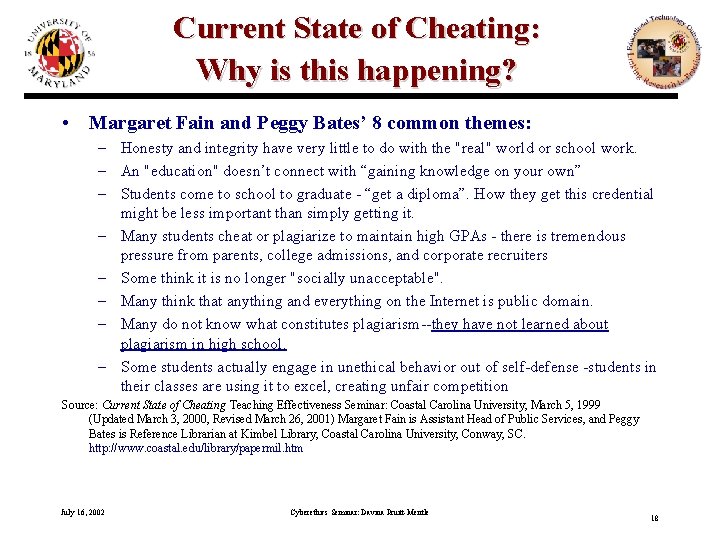 Current State of Cheating: Why is this happening? • Margaret Fain and Peggy Bates’