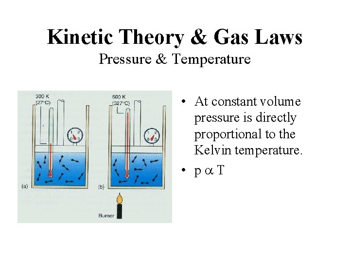 Kinetic Theory & Gas Laws Pressure & Temperature • At constant volume pressure is