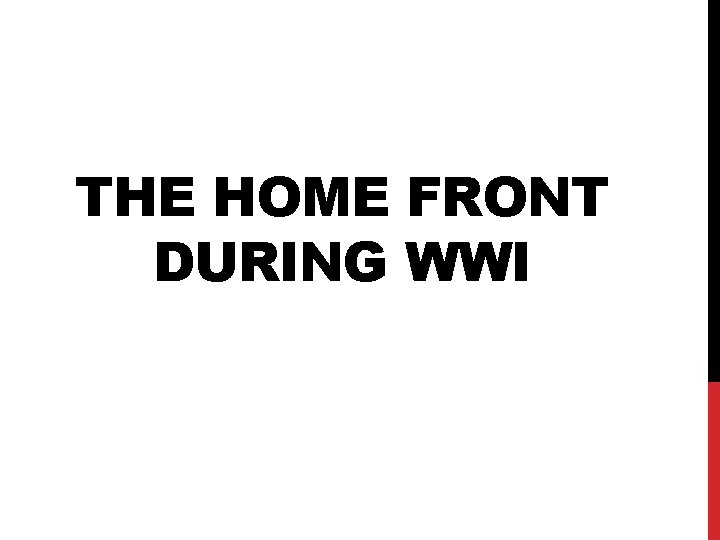 THE HOME FRONT DURING WWI 