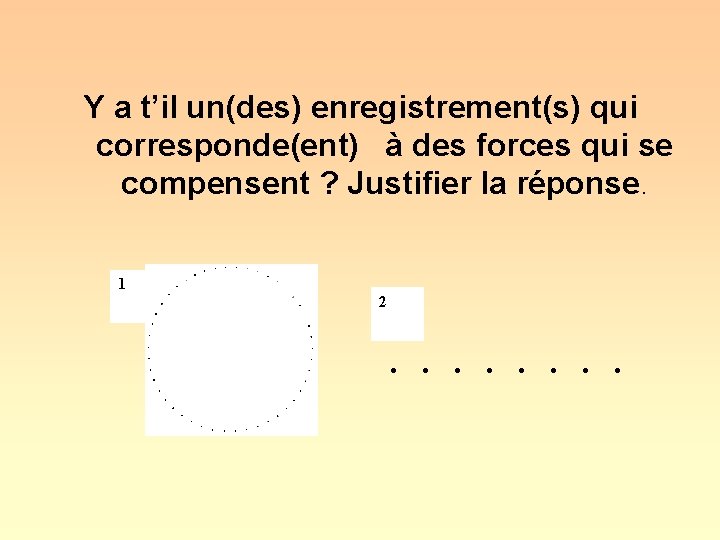 Y a t’il un(des) enregistrement(s) qui corresponde(ent) à des forces qui se compensent ?