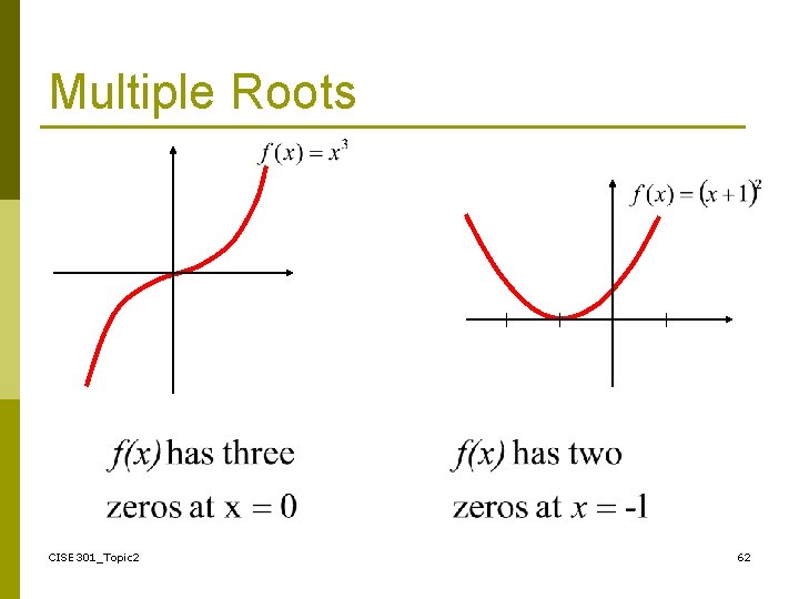 Multiple Roots CISE 301_Topic 2 62 