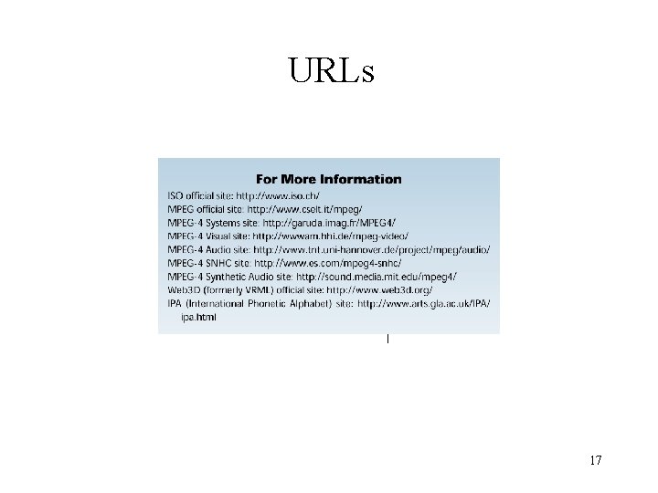 URLs 17 