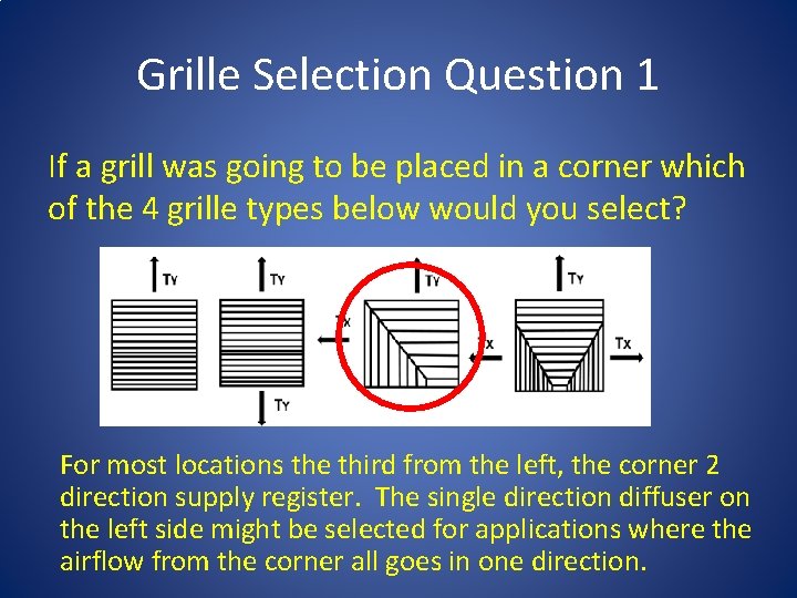 Grille Selection Question 1 If a grill was going to be placed in a