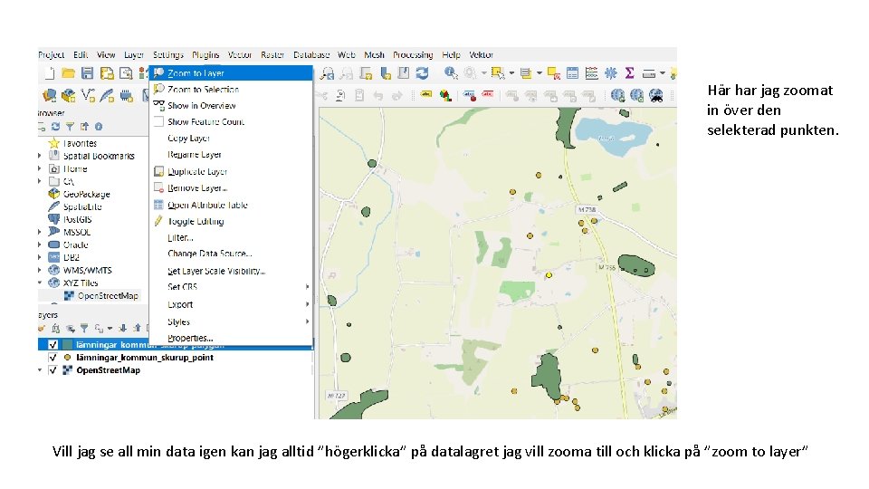 Här har jag zoomat in över den selekterad punkten. Vill jag se all min