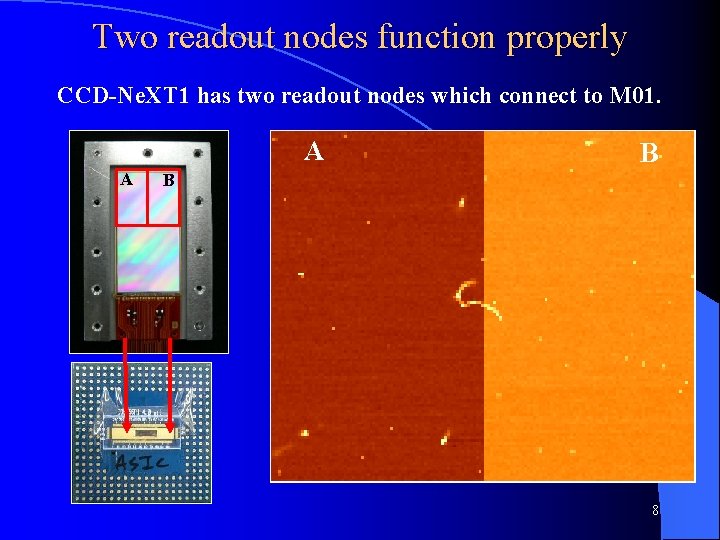 Two readout nodes function properly CCD-Ne. XT 1 has two readout nodes which connect