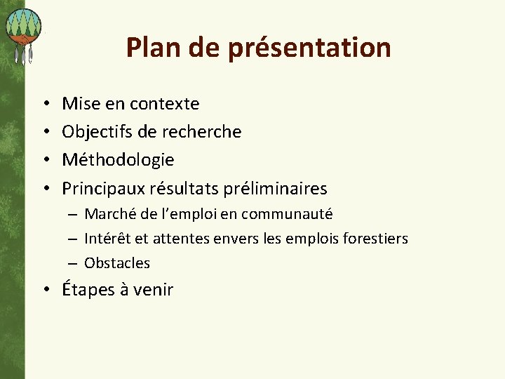 Plan de présentation • • Mise en contexte Objectifs de recherche Méthodologie Principaux résultats