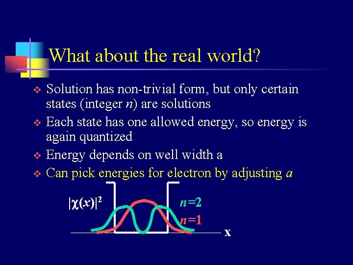 What about the real world? v v Solution has non-trivial form, but only certain