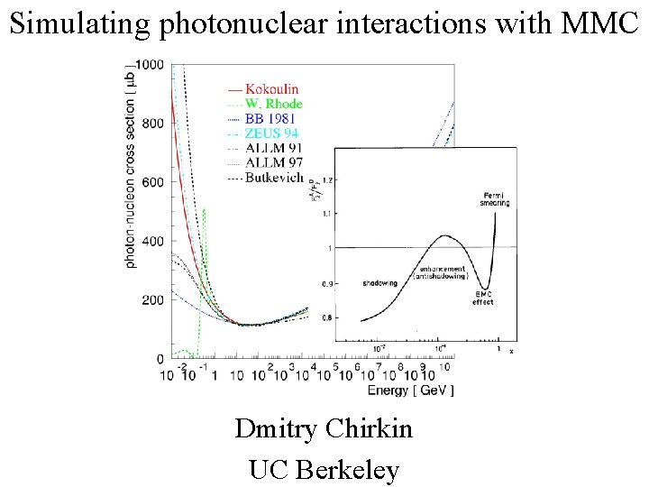 Simulating photonuclear interactions with MMC Dmitry Chirkin UC Berkeley 