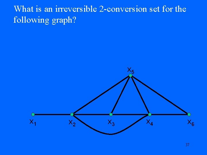 What is an irreversible 2 -conversion set for the following graph? x 5 x