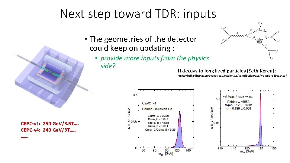 Next step toward TDR: inputs • The geometries of the detector could keep on