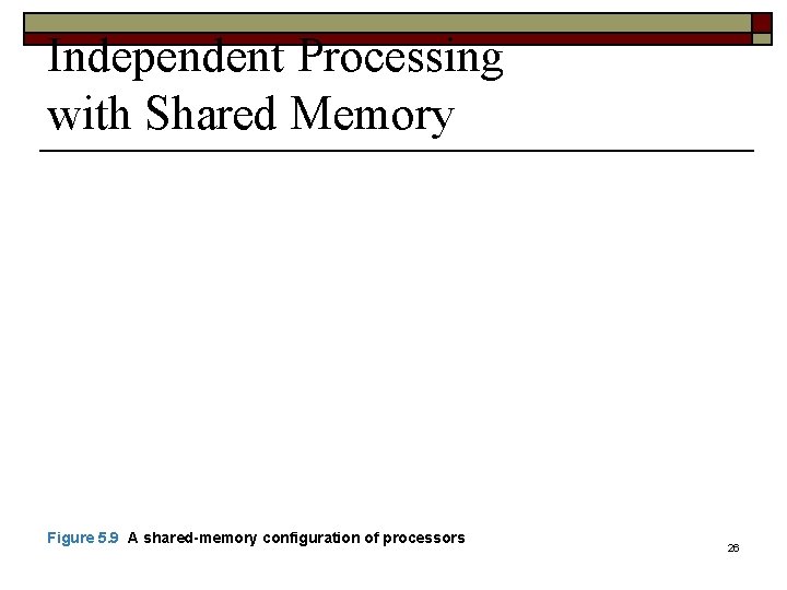 Independent Processing with Shared Memory Figure 5. 9 A shared-memory configuration of processors 26