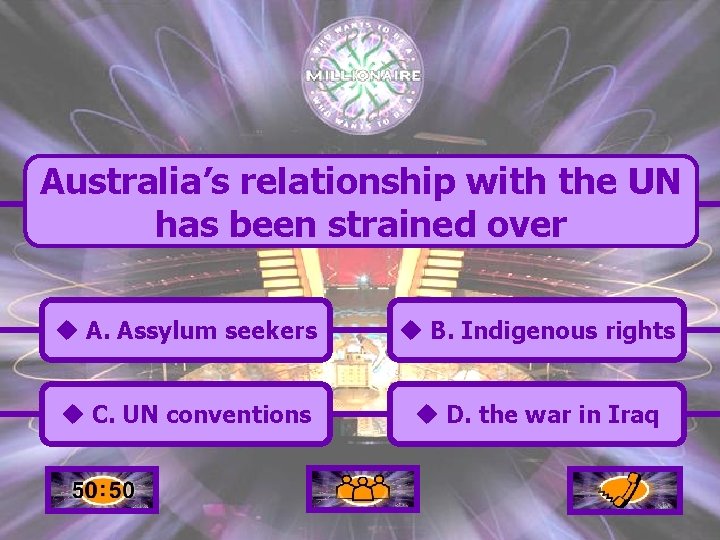 Australia’s relationship with the UN has been strained over u A. Assylum seekers u
