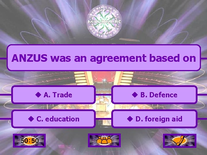 ANZUS was an agreement based on u A. Trade u B. Defence u C.