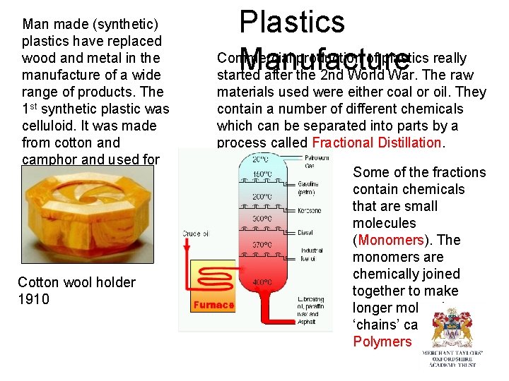 Man made (synthetic) plastics have replaced wood and metal in the manufacture of a Man made (synthetic) plastics have replaced wood and metal in the manufacture of a