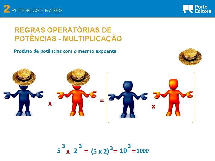 2 POTÊNCIAS E RAÍZES REGRAS OPERATÓRIAS DE POTÊNCIAS - MULTIPLICAÇÃO Produto de potências com