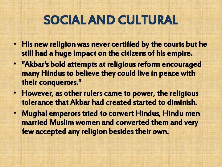SOCIAL AND CULTURAL • His new religion was never certified by the courts but SOCIAL AND CULTURAL • His new religion was never certified by the courts but