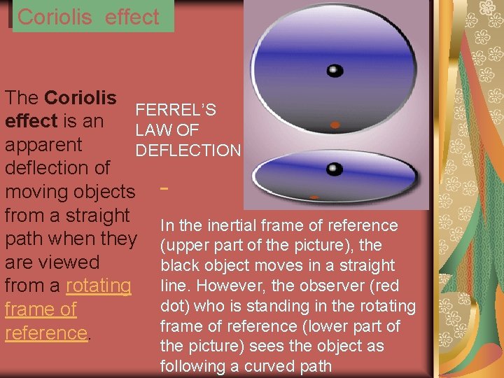 Coriolis effect The Coriolis FERREL’S effect is an LAW OF apparent DEFLECTION deflection of