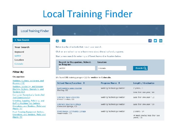 Local Training Finder 