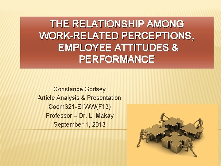 THE RELATIONSHIP AMONG WORK-RELATED PERCEPTIONS, EMPLOYEE ATTITUDES & PERFORMANCE Constance Godsey Article Analysis &