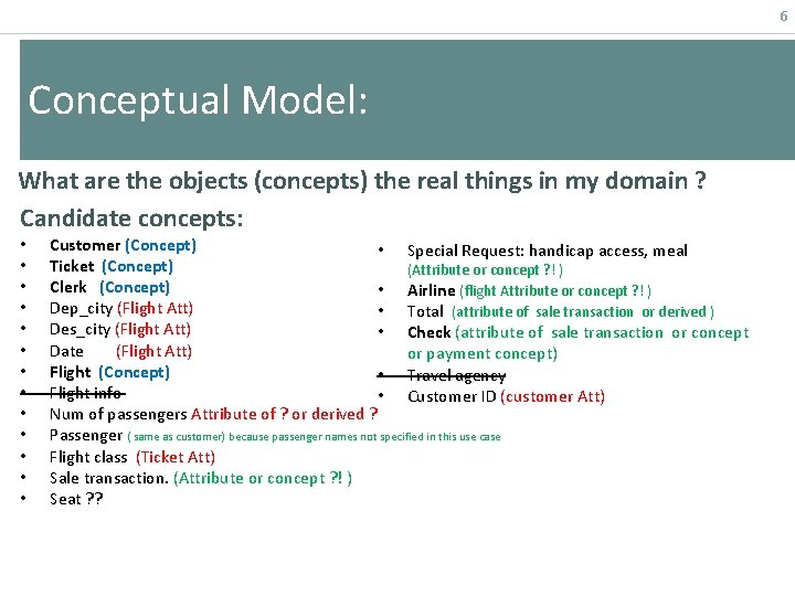 6 Conceptual Model: What are the objects (concepts) the real things in my domain