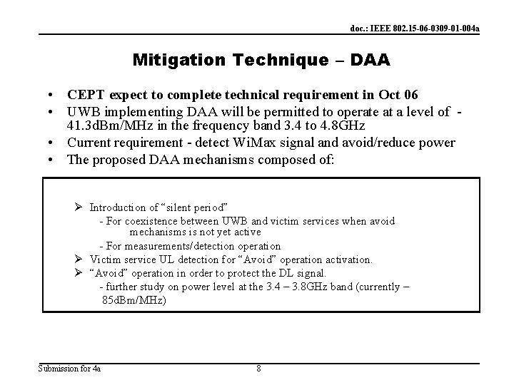 doc. : IEEE 802. 15 -06 -0309 -01 -004 a Mitigation Technique – DAA