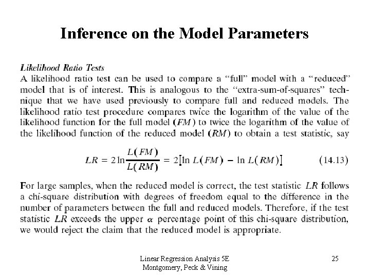 Inference on the Model Parameters Linear Regression Analysis 5 E Montgomery, Peck & Vining