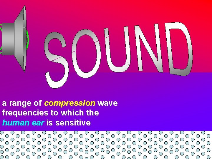 a range of compression wave frequencies to which the human ear is sensitive a range of compression wave frequencies to which the human ear is sensitive