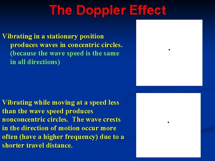 The Doppler Effect Vibrating in a stationary position produces waves in concentric circles. (because