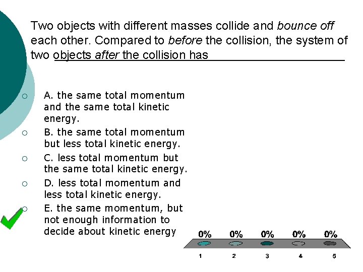 Two objects with different masses collide and bounce off each other. Compared to before