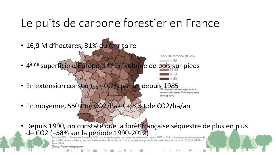 Le puits de carbone forestier en France • 16, 9 M d’hectares, 31% du