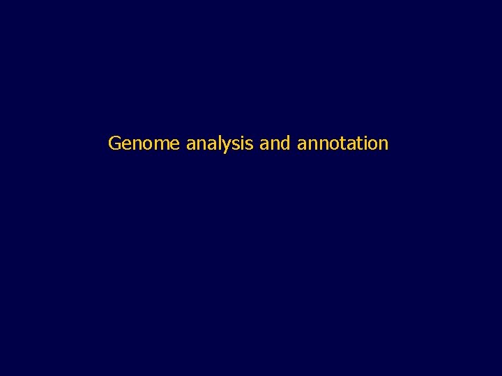 Genome analysis and annotation 