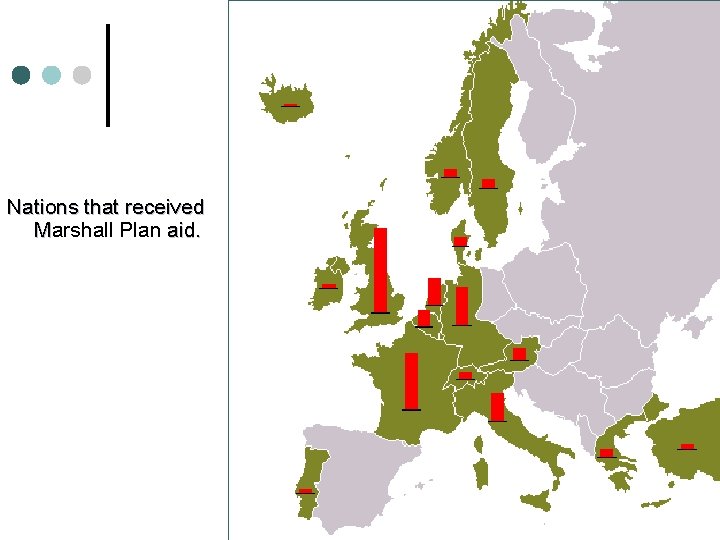 Nations that received Marshall Plan aid. 