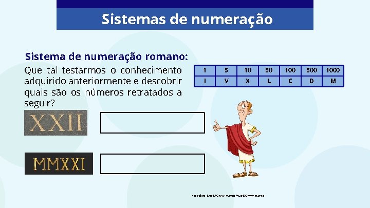 Sistemas de numeração Sistema de numeração romano: Que tal testarmos o conhecimento adquirido anteriormente