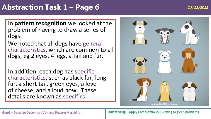 Abstraction Task 1 – Page 6 17/12/2021 In pattern recognition we looked at the