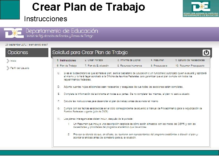 Crear Plan de Trabajo Instrucciones 