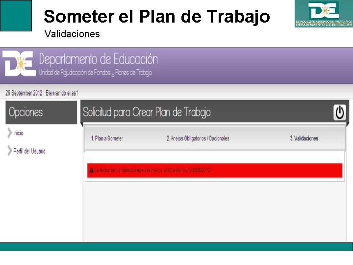 Someter el Plan de Trabajo Validaciones 