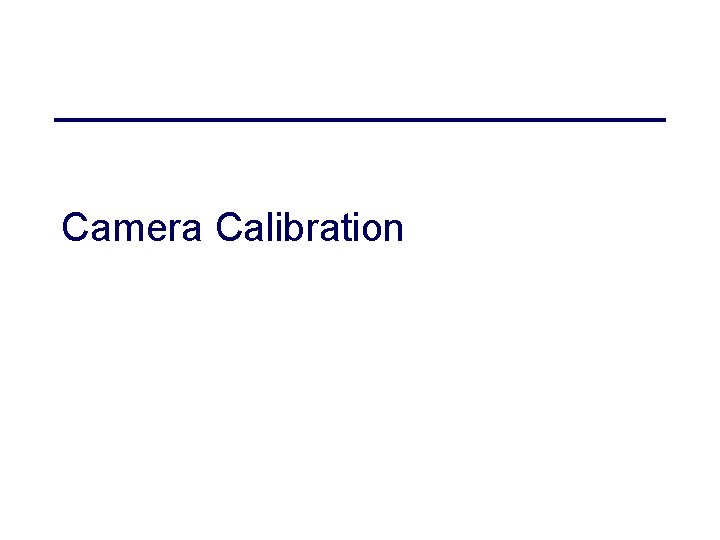 Camera Calibration 