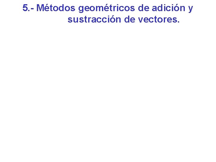 5. - Métodos geométricos de adición y sustracción de vectores. 