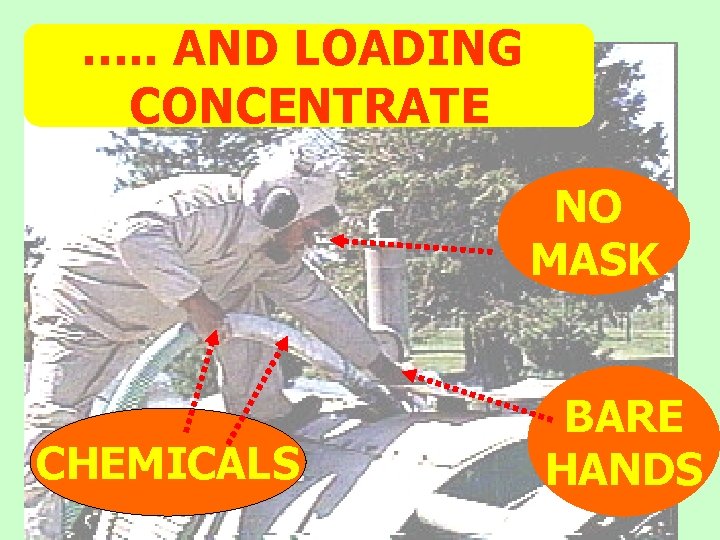 …. . AND LOADING CONCENTRATE NO MASK CHEMICALS BARE HANDS 