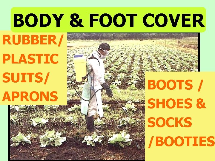 BODY & FOOT COVER RUBBER/ PLASTIC SUITS/ APRONS BOOTS / SHOES & SOCKS /BOOTIES