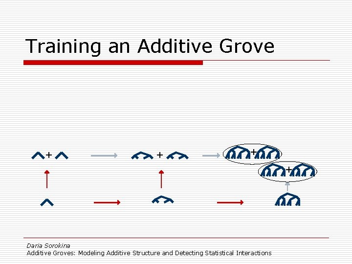 Training an Additive Grove + + Daria Sorokina Additive Groves: Modeling Additive Structure and