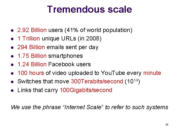 Tremendous scale l l l l 2. 92 Billion users (41% of world population)