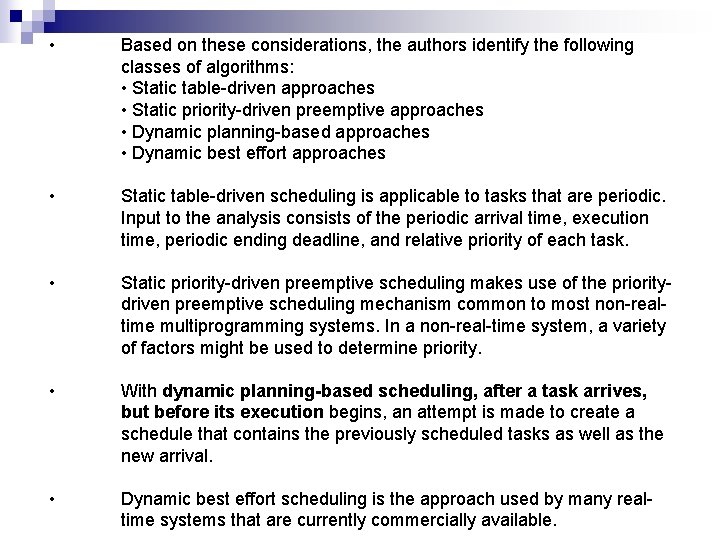  • Based on these considerations, the authors identify the following classes of algorithms: