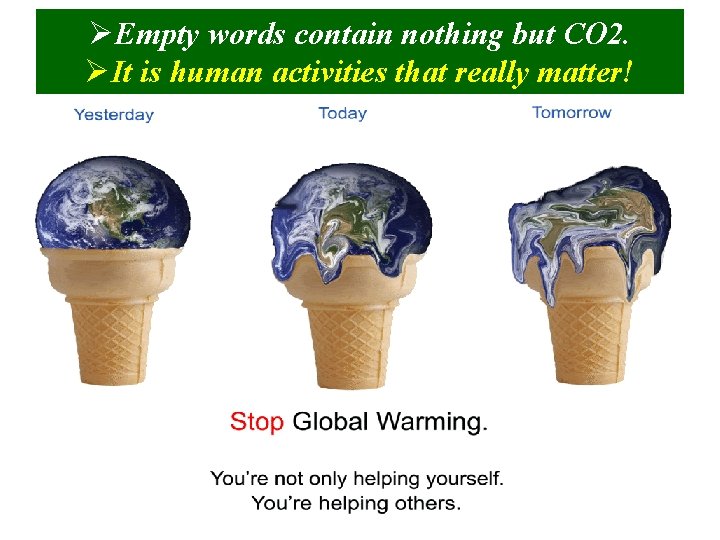 ØEmpty words contain nothing but CO 2. ØIt is human activities that really matter!